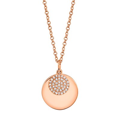 0.09ct 14k Rose Gold Diamond Circle Necklace