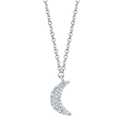 0.06ct 14k White Gold Crescent Moon Necklace