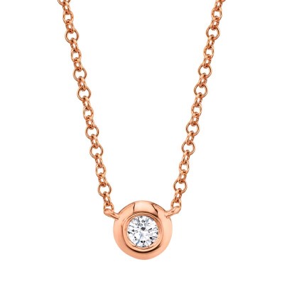 0.05ct 14k Rose Gold Diamond Bezel Necklace