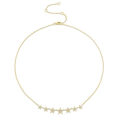 0.35ct 14k Yellow Gold Diamond Star Necklace