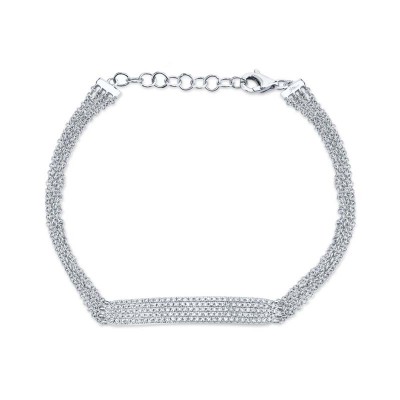 0.39ct 14k White Gold Diamond Pave Bar Bracelet