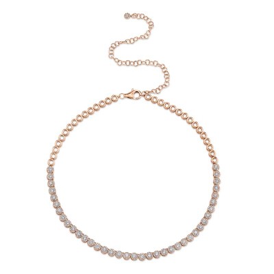 2.44ct 14k Rose Gold Diamond Choker Necklace