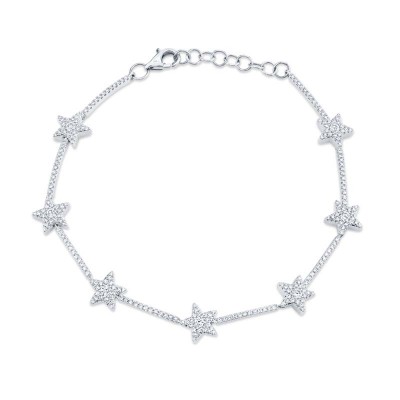 0.84ct 14k White Gold Diamond Star Bracelet