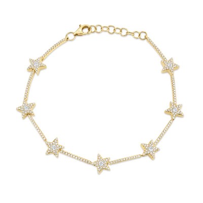 0.84ct 14k Yellow Gold Diamond Star Bracelet