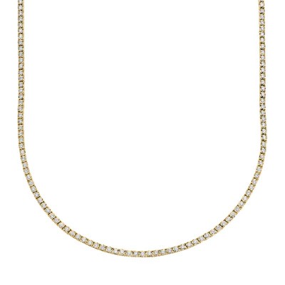 3.96ct 14k Yellow Gold Diamond Tennis Necklace