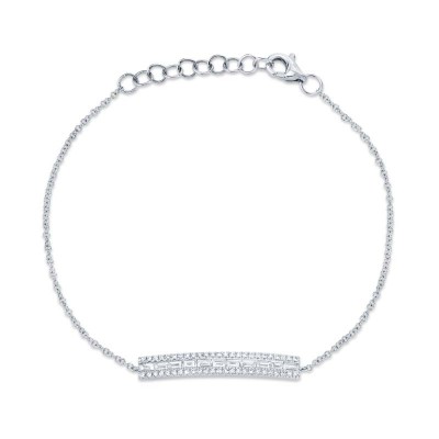 0.40ct 14k White Gold Diamond Baguette Bar Bracelet