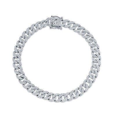 1.69ct 14k White Gold Diamond Pave Chain Bracelet