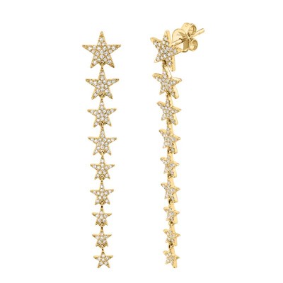 0.51ct 14k Yellow Gold Diamond Star Earring