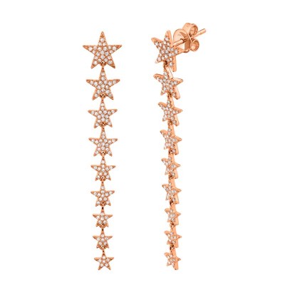 0.51ct 14k Rose Gold Diamond Star Earring
