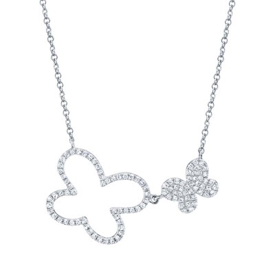 0.25ct 14k White Gold Diamond Butterfly Necklace