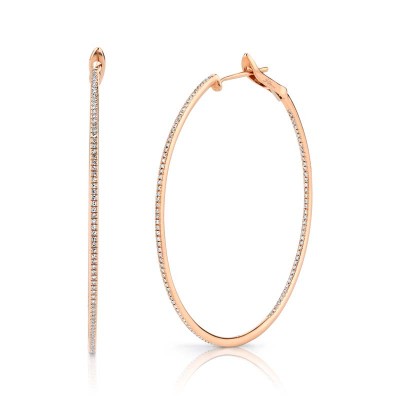 0.66Ct 14k Rose Gold Diamond Hoop Earring