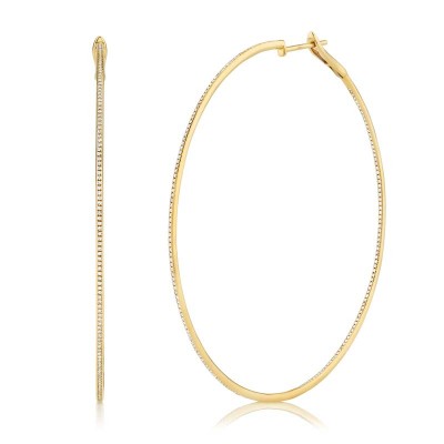 1.11Ct 14k Yellow Gold Diamond Hoop Earring