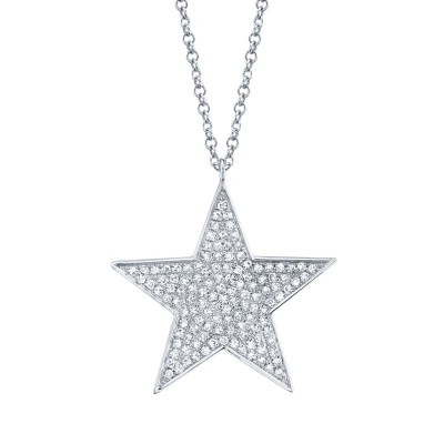 0.26ct 14k White Gold Diamond Star Necklace