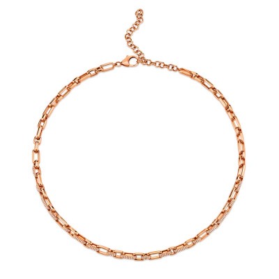 1.59ct 14k Rose Gold Diamond Pave Link Necklace