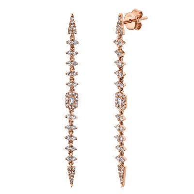 0.68ct 14k Rose Gold Diamond Baguette Earring