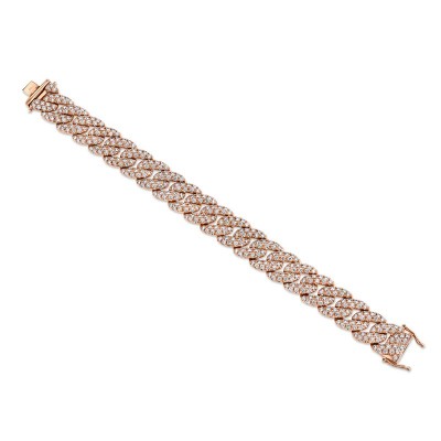 8.33ct 14k Rose Gold Diamond Pave Chain Bracelet