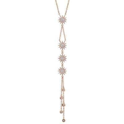 0.54ct 14k Rose Gold Diamond Star Necklace