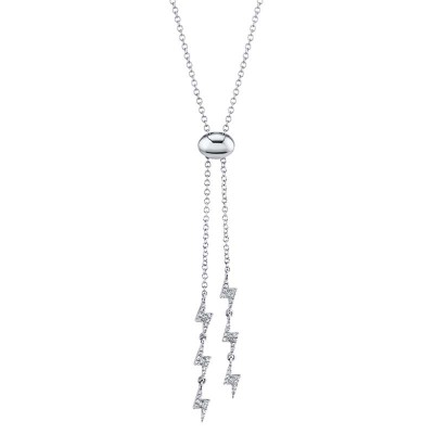 0.12ct 14k White Gold Diamond Lightning Bolo Necklace