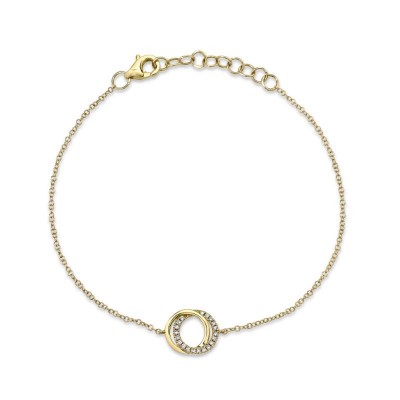 0.07ct 14K Yellow Gold Diamond Love Knot Circle  Bracelet