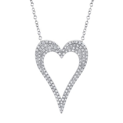 0.31ct 14K White Gold Diamond Open Heart Necklace