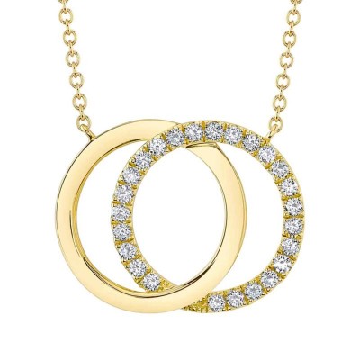 0.31ct 14K Yellow Gold Diamond Love Knot Circle Necklace