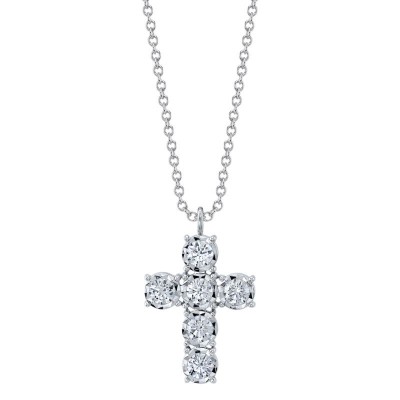 0.21ct 14K White Gold Diamond Cross Necklace