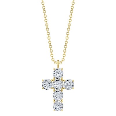 0.21ct 14K Yellow Gold Diamond Cross Necklace