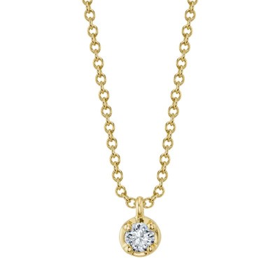 0.09ct 14K Yellow Gold Diamond Crown Setting Necklace