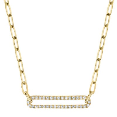 0.26ct 14K Yellow Gold Diamond Paper Clip Link Necklace
