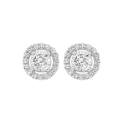 Diamond Solitaire Starburst Stud Earrings in 14k White Gold (1ctw)