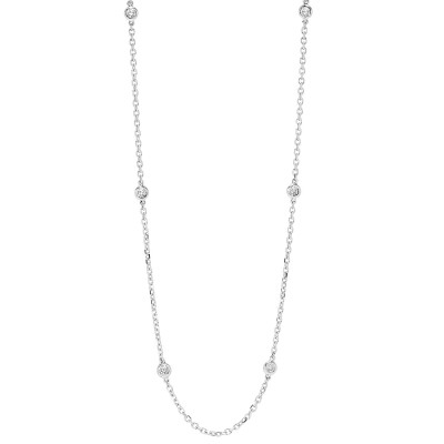 Diamond Station Necklace in 14k White Gold (1 1/2ctw)