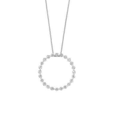 Diamond Eternity Circle Floating Pendant Necklace in 14k White Gold (1ctw)