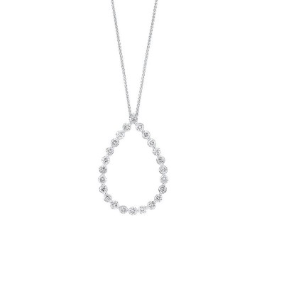 Diamond Eternity Teardrop Pendant Necklace in 14k White Gold (1 ctw)