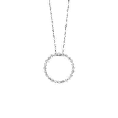 Diamond Eternity Circle Floating Pendant Necklace in 14k White Gold (1/2ctw)