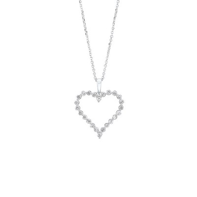 Diamond Open Heart Pendant Necklace in 14k White Gold (1/2ctw)