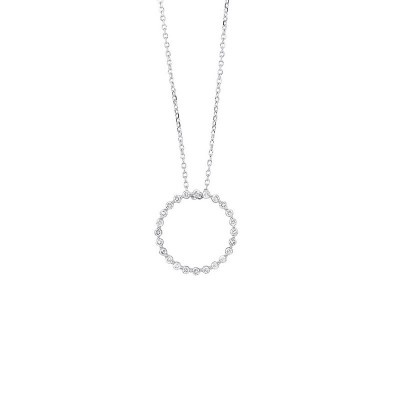 Diamond Eternity Circle Floating Pendant Necklace in 14k White Gold (1/4ctw)