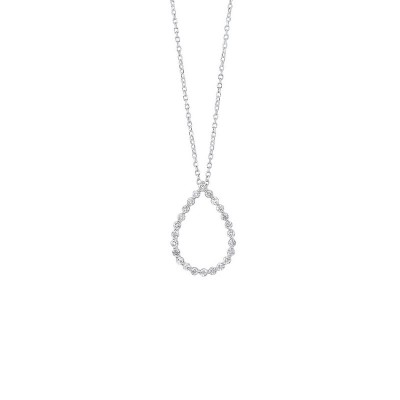 Diamond Eternity Floating Teardrop Pendant Necklace in 14k White Gold (1/4ctw)