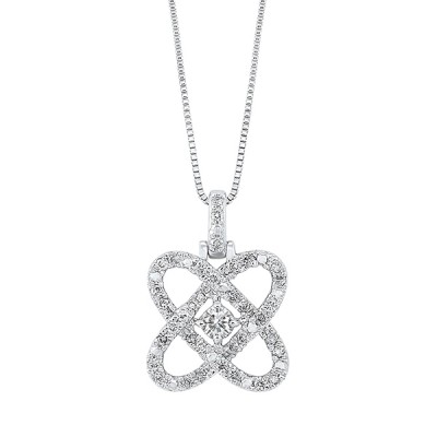 Diamond Infinity Love Heart Knot Pendant Necklace in Sterling Silver (1/4ctw)