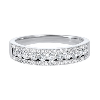 Triple Row Diamond Stackable Band in 14k White Gold (1/2ctw)