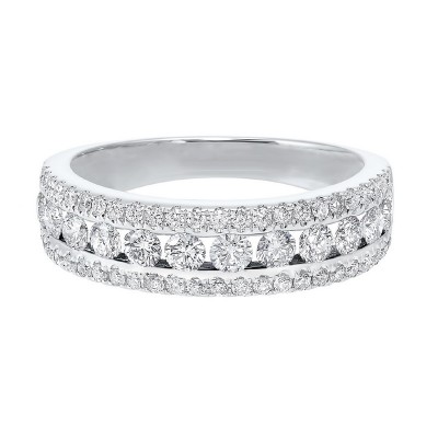 Triple Row Diamond Stackable Band in 14k White Gold (1ctw)