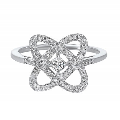 Diamond Infinity Love Heart Knot Ring in Sterling Silver (1/4ctw)