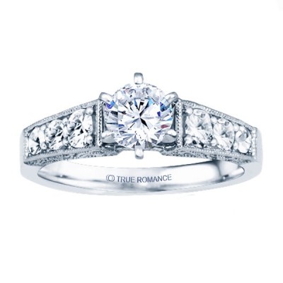 Rm1120-14k White Gold Vintage Engagement Ring