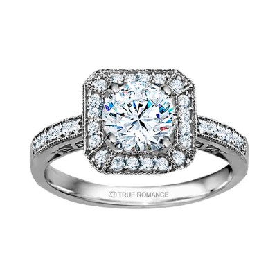 Rm1318r-14k White Gold Vintage Engagement Ring