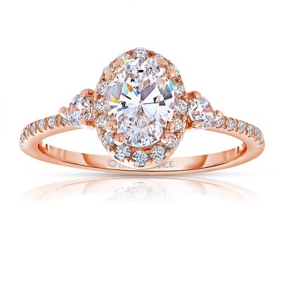 Rm1345vrs-14k Rose Gold Oval Cut Halo Diamond Engagement Ring