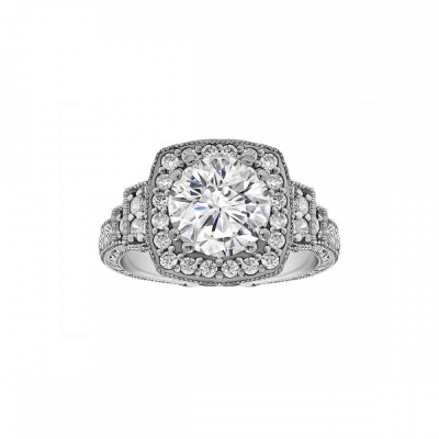 Rm1360r -14k Rose Gold Round Cut Halo Diamond Vintage Engagement Ring
