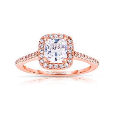 Rm1416cu-14k Rose Gold Cushion Cut Halo Diamond Engagement Ring