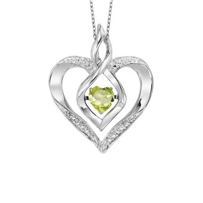 Diamond & Synthetic Peridot Heart Infinity Symbol ROL Rhythm of Love Pendant in Sterling Silver