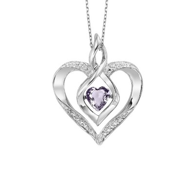 Diamond & Synthetic Alexandrite Heart Infinity Symbol ROL Rhythm of Love Pendant in Sterling Silver