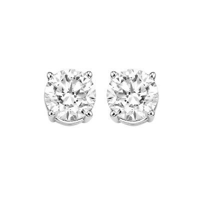 Diamond Round Classic Solitaire Stud Earrings in 14k White Gold (1/2 ctw)