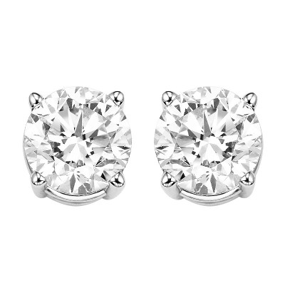 Diamond Round Classic Solitaire Stud Earrings in 14k White Gold (2 ctw)
